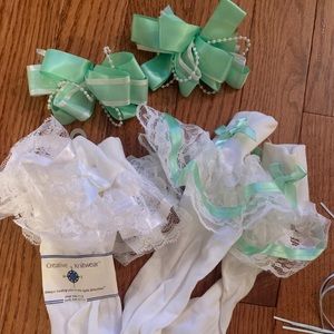 Girls Accessories “Mint Green Lot” Hair Bows/Socks